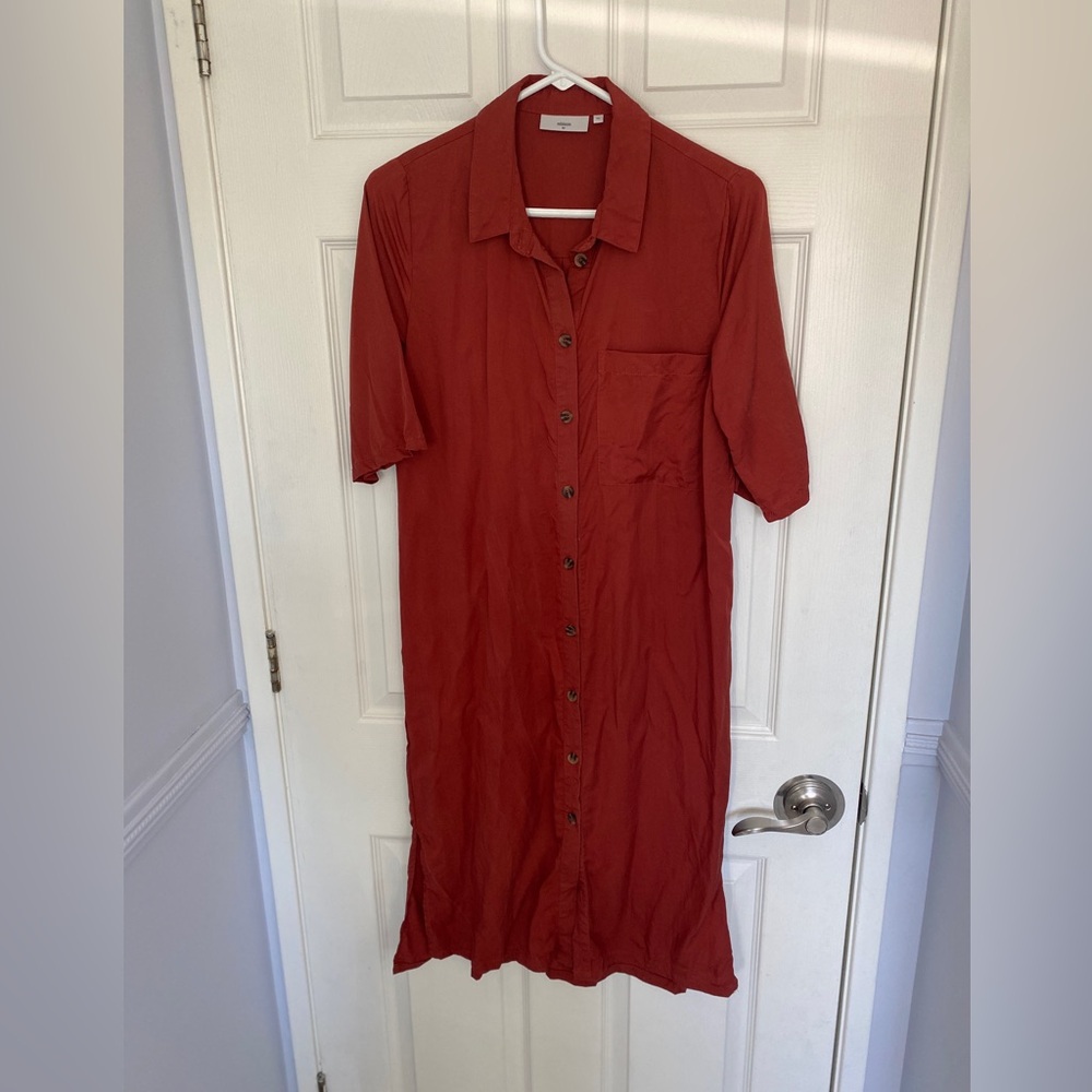 Minimum Terracotta Midi Shirt Dress
